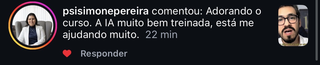 Depoimento da psicóloga Simone: adorando o curso, está me ajudando muito